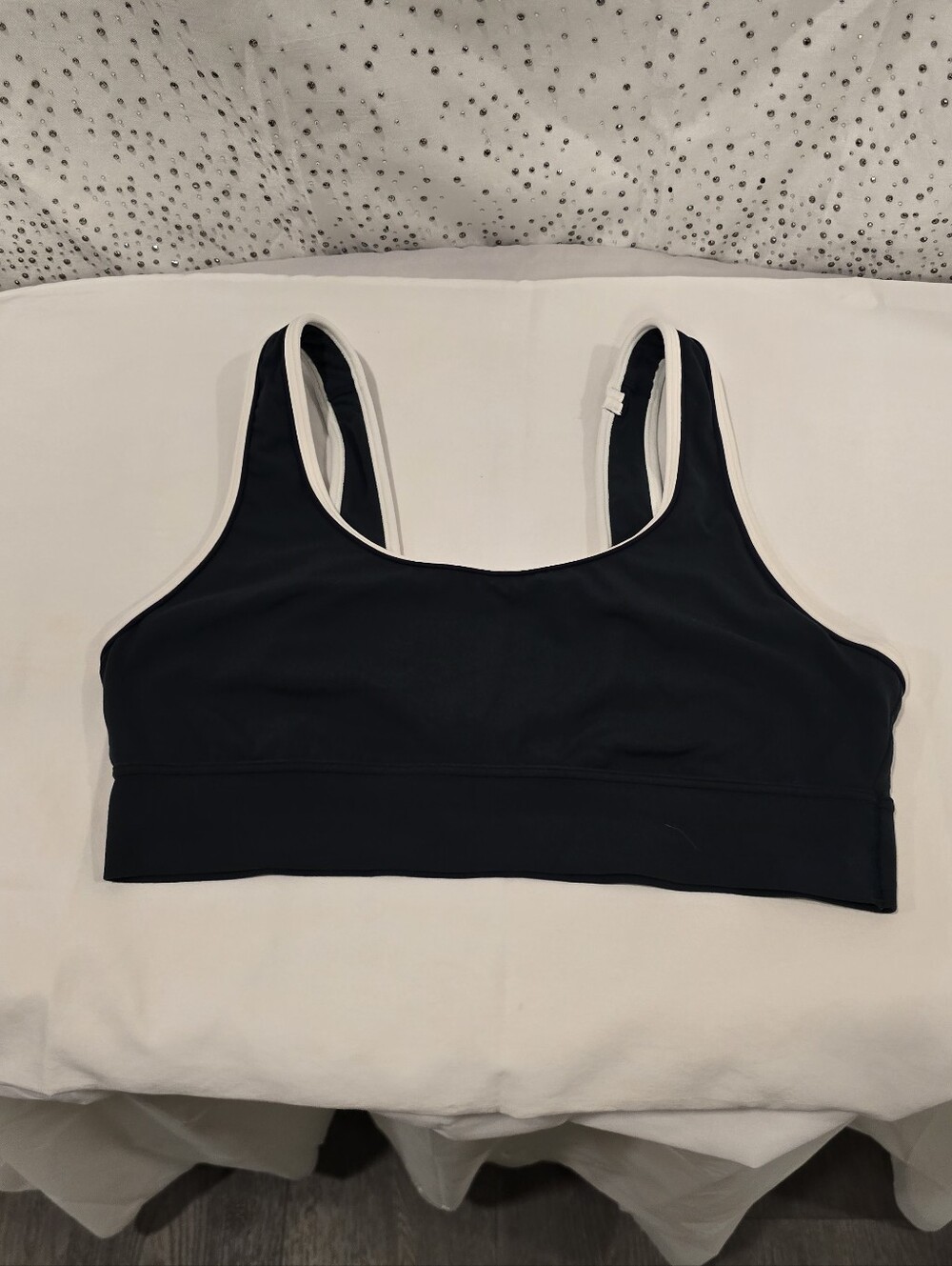 Athleta Green White Piping Sports Bra - Sz M
